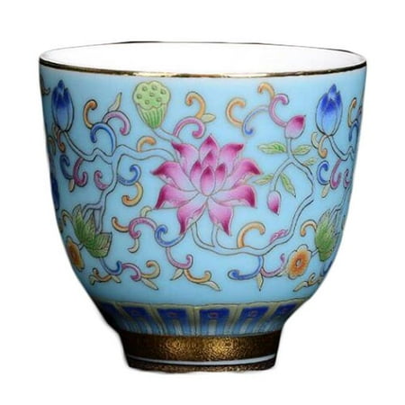

Panda Superstore PF-HOM367125011-DORIS02098-RP 2.5 oz Blue Handmade Enamel Painted Porcelain Kungfu Chinese Japanese Wine & Tea Cup