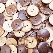 Kbraveo 150pc 1 inch Natural New Thick Coconut Shell 2 Holes Button Coconut Shell Buttons for Crafts Sewing Decorations,Brown