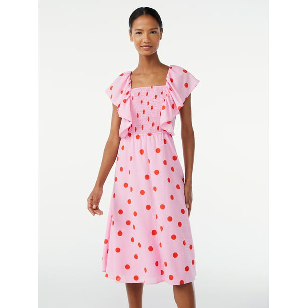 Scoop Women's Flutter Sleeve Midi Dress - Walmart.com