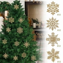 Yhmxh 12pcs Christmas Snowflake Ornaments Plastic Glitter Snow Flakes Ornaments for Winter Christmas Tree Decorations Size Varies Craft Snowflakes Hanging Pendant for Window Christmas Party, 4 Inch