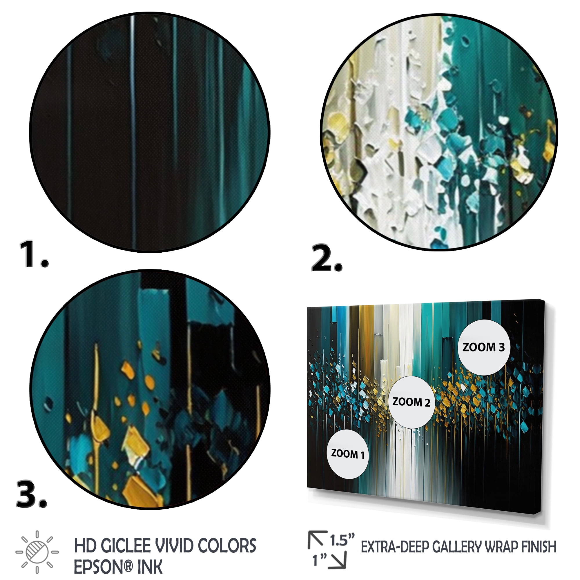 Designart Abstract Geometric Black And Green II Canvas Wall Art