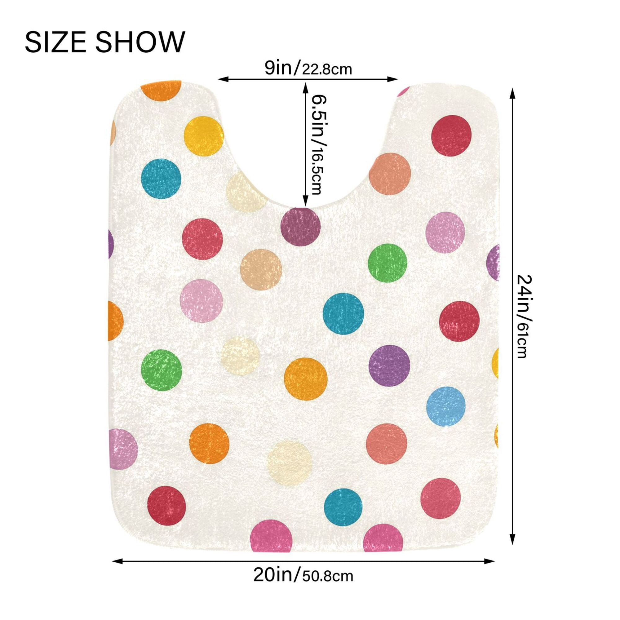 Yayeee Bath Rugs for Bathroom Floor Non Slip Non Skid Contour Soft Absorbent Polka Dot Machine Washable Mat