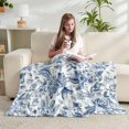 thumbnail image 2 of Floral Throw Blanket for Girls Women Blue Soft Fuzzy Flannel Bed Blanket for Adults Plush Flowers Birds Christmas Birthday Gifts,50x60\u201d, 2 of 6