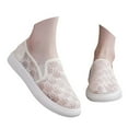 thumbnail image 3 of Women's Slip On Shoes for Work Non Outsole Safety Fashion Casual Stylish Lace Breathable White Sneakers For Everyday Comfort Ideal Relaxed Outfits And Year Round Wear Flat Design Easy Use, 3 of 9