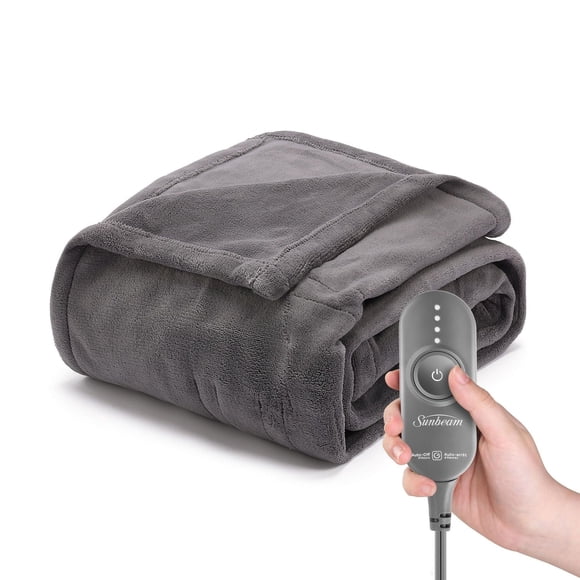 Jeté Chauffant en Micropeluche de Sunbeam, 50 po x 60 po, 4 réglages de chaleur, arrêt automatique de 4 heures, chaleur douillette
