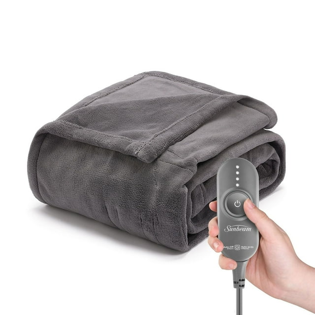 Sunbeam Microplush Electric Heated Throw, 50" x 60", 4 Heat Settings, Fast Heating, 4-Hour Auto Shut-Off, Cozy Warmth
