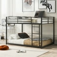thumbnail image 1 of DAJU Full over Full Metal Bunk Bed,Low Bunk Bed with Ladder,Black, 1 of 10
