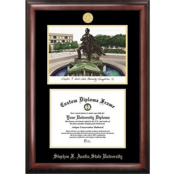 Stephen F Austin 11" x 14" Gold Embossed Diploma Frame with Campus Images Lithograph