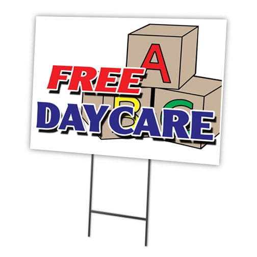 Free Daycare Yard Sign & Stake outdoor plastic coroplast window