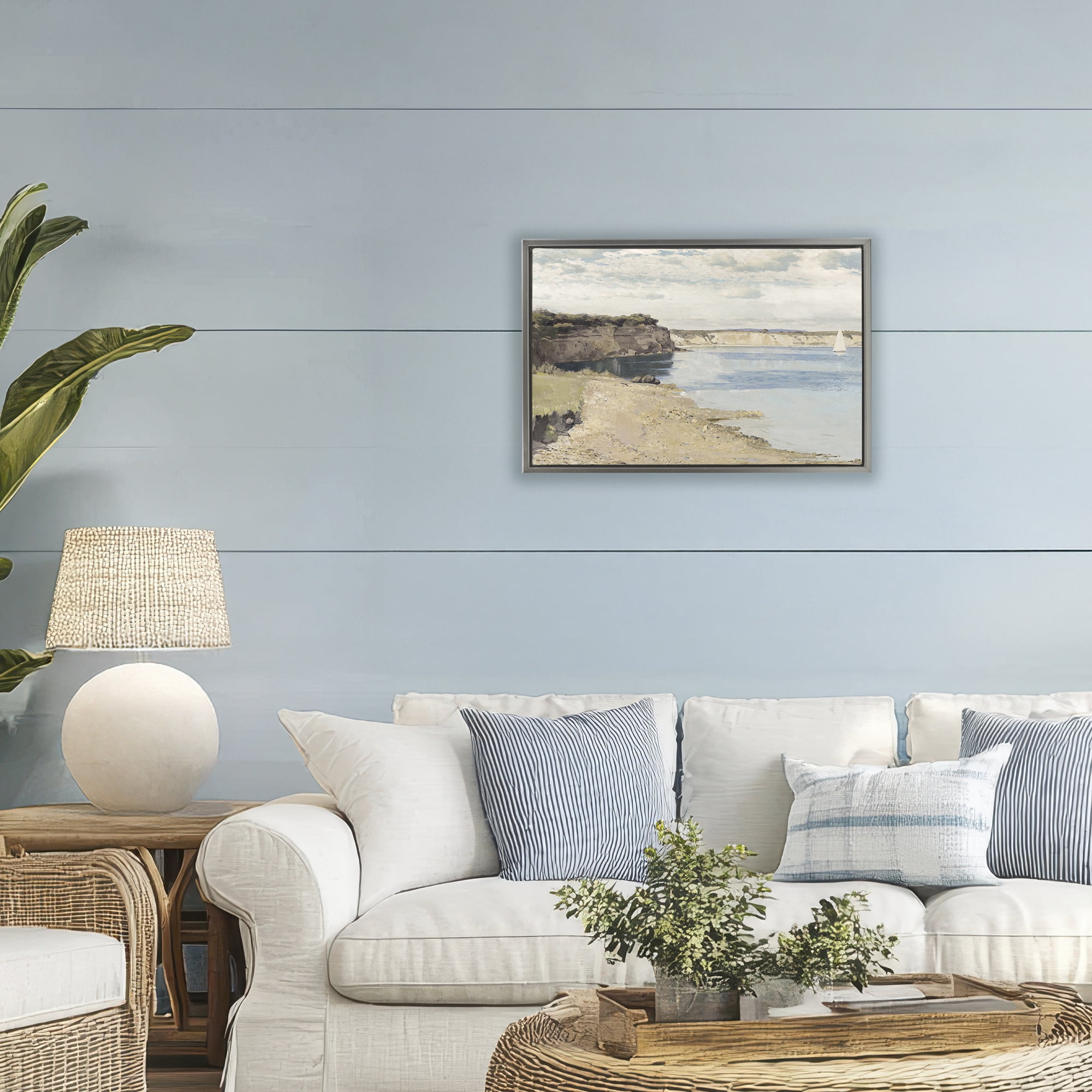 Stupell Industries Set Sail Peaceful Cove Gray Framed Floater Canvas Wall Art, design by Christy McKee