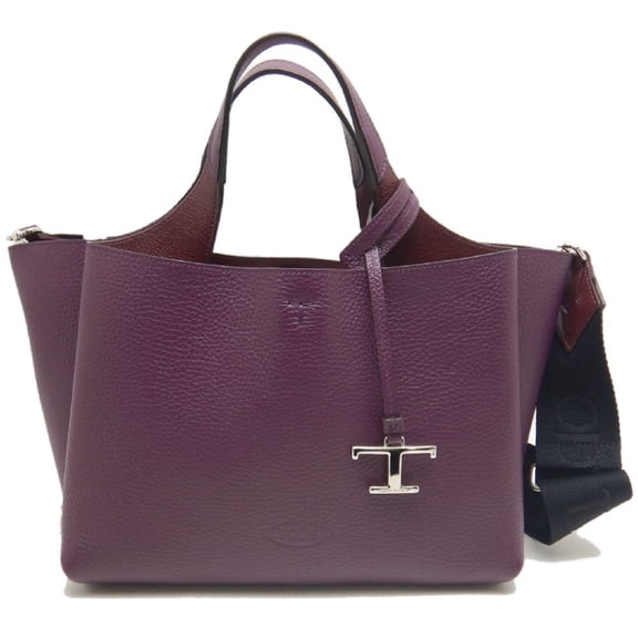 Pre-Owned Tod's TODS T-Timeless Leather Mini Handbag, Purple, Women's, Item No. 253784