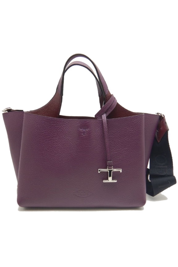 Pre-Owned Tod's TODS T-Timeless Leather Mini Handbag, Purple, Women's, Item No. 253784