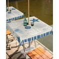 thumbnail image 2 of Fsddascl Blue Coastal Outdoor Tablecloth - 54x54 Inch Square Dining Table Cover, Vintage Ocean Nautical Starfish Coral Striped Waterproof Outdoor Table Cloth with Umbrella Hole & Zipper for Patio, 2 of 7