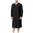 thumbnail image 2 of XDZJLR Men Shirts Muslim Arabia Long Sleeve Pocket Loose Robe Solid Pocket Tops, 2 of 5