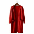 thumbnail image 4 of Lovskoo 2024 Cardigan Sweaters for Women Open Front Spring and Fall Solid Color Long Sleeved Pocket Shirt Loose Lapel Oversized Winter Outerwear Tops Red, 4 of 4