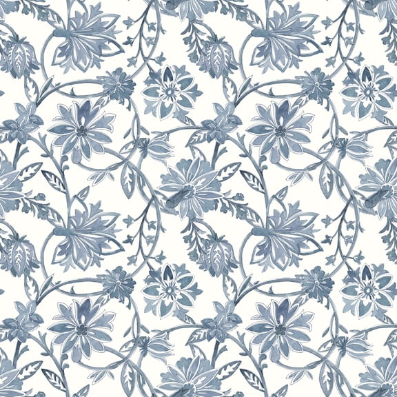 Mainstays 2 Yard Cut 100% Cotton Duck Puno Jacobean Floral Design Printed Fabric, Blue Corduroy, 45 inches wide for Home Decor Projects, Quilting, Crafting & Sewing.