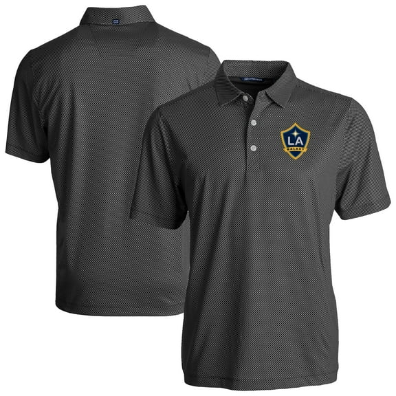 Men's-Cutter & Buck  Black LA Galaxy Big & Tall Pike Eco Symmetry Print Stretch Recycled Polo