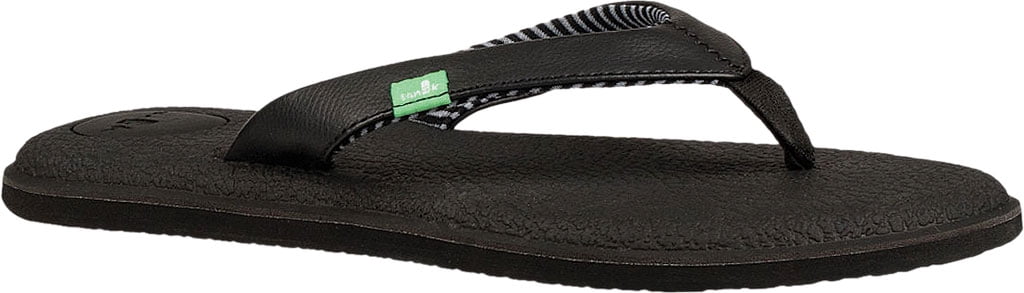 Sanuk Black Flip-Flop Sandals with Small Green Tab Sanuk Yoga Chakra Women main image 3