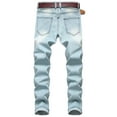 thumbnail image 3 of Quealent Men's Skinny Slim Fit Ripped Distressed Stretch Jeans Pants Slim Fit Jeans For Men (Light Blue,32), 3 of 6