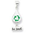 thumbnail image 1 of 925 Sterling Silver Recycle Teardrop Be Smart Necklace Pendant Charm Awarenes, 1 of 5