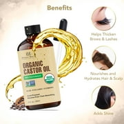 Botanic Hearth Castor Oil (2 fl oz) | USDA Certified Organic | 100% Pure & Hexane Free | Cold Pressed |Promotes Growth for Eyelashes, Eyebrows & Hair | Includes Eyebrow & Eyelash Brush