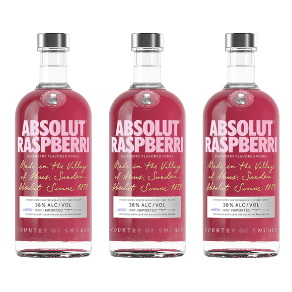 Pack de 3 Absolut Raspberri 750 ml