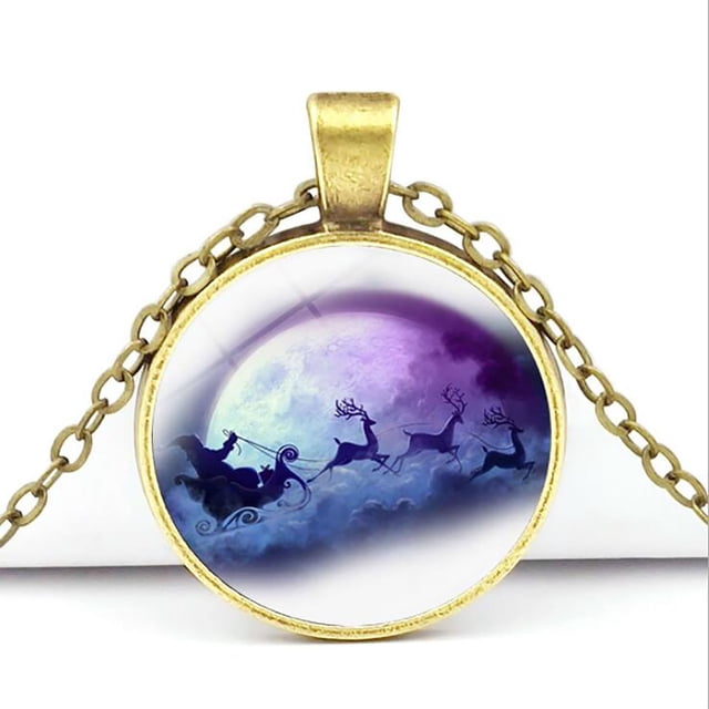 Fiudx Collar Antiguo, Elegante Colgante de Aleación, Amuleto Navideño Multicolor, Ideal Como Regalo, Accesorio de Moda para Mujer, Altura 2,7 Cm, Ancho 3,7 Cm, Empaque Independiente.