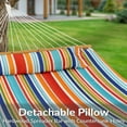 thumbnail image 2 of Sunnydaze 2-Person Quilted Polyester Spreader Bar Hammock, 450 lb Capacity - Caribbean Stripe, 2 of 9