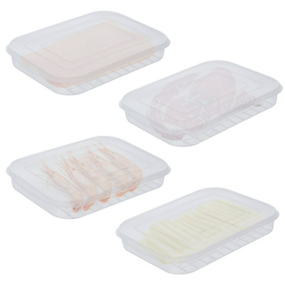 4Pcs Bacon Keepers, Plastic Meat Holders with Lid, Stackable Cheese Storage Containers with Lid for Refrigerator, Refrigerator Storage Boxes for Bacon, Cold Cuts, Cheese