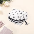 thumbnail image 3 of Unique Bargains 1 Pc Square Bag with Pendant Bow Makeup Bag Beige White Black Polyester, 3 of 6