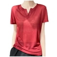 thumbnail image 2 of Inverlee Women's Classic V Neck Shirts Solid Casual Short Sleeve Tops Summer Basic Trendy Blouse, 2 of 5