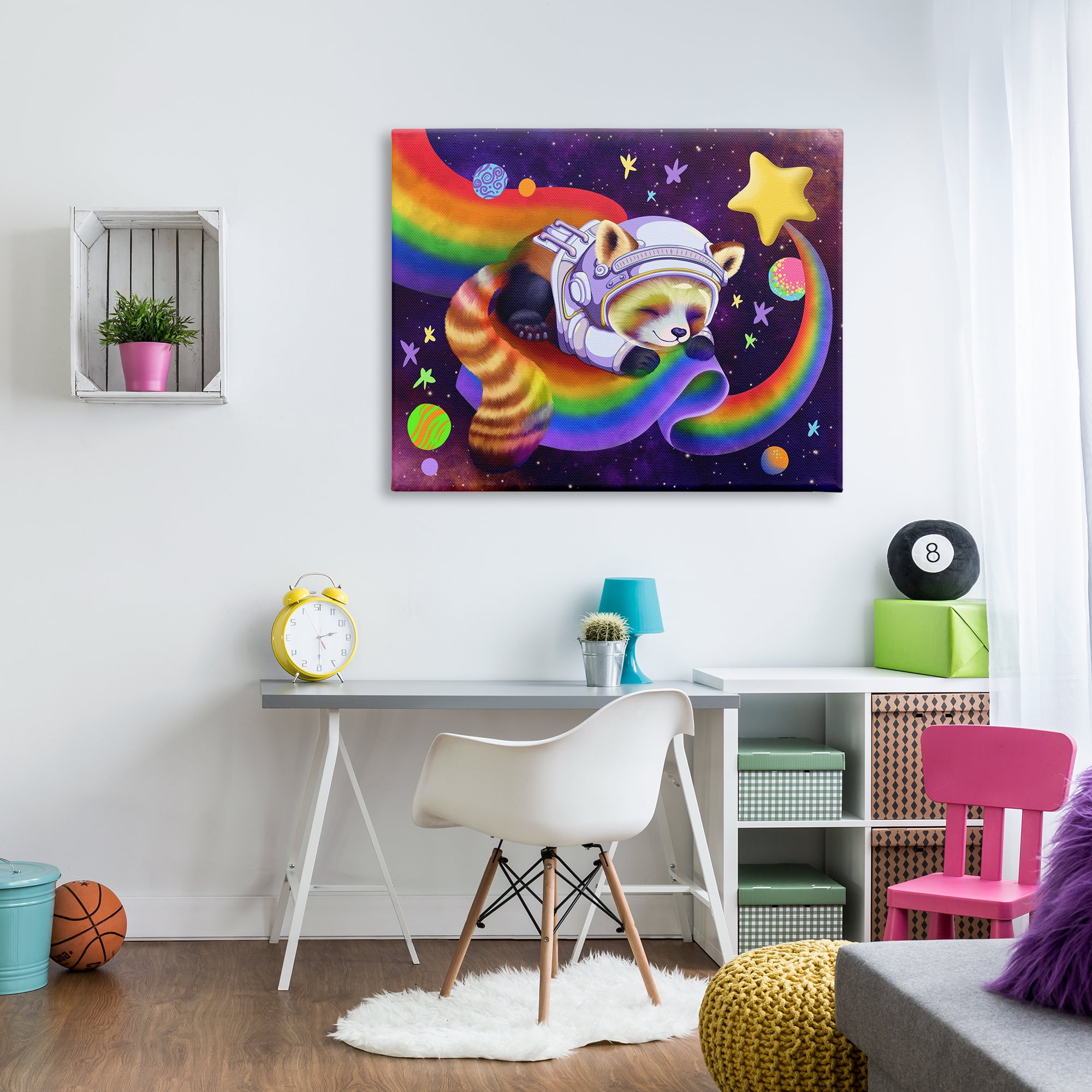 Stupell Industries Red Panda Rainbow Animals & Insects Painting Gallery Wrapped Canvas Art Print Wall Art, 48 x 36