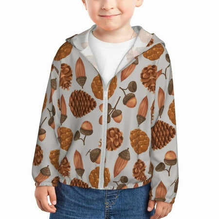 

Gaeub Pinecone Autumn Pattern Print Athletic Sun Protection Hoodie for Kids Long Sleeve Outdoor UV Shirt Running Fishing Top for Boys Girls-18 Months