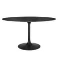 thumbnail image 2 of Modway Lippa 54" Oval Modern Artificial Marble & Metal Dining Table in Black, 2 of 7