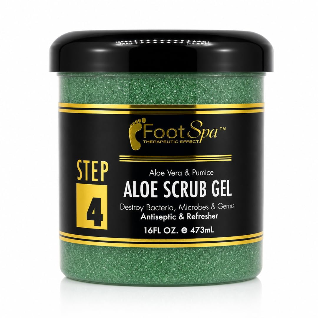 FOOT SPA - Exfoliating Scrub Gel, 16 Oz - Manicure, Pedicure and Body Exfoliator Infused with Aloe Vera and Salicylic Acid - Glow, Polish, Smooth and Moisture Skin - Body, Hand and Foot