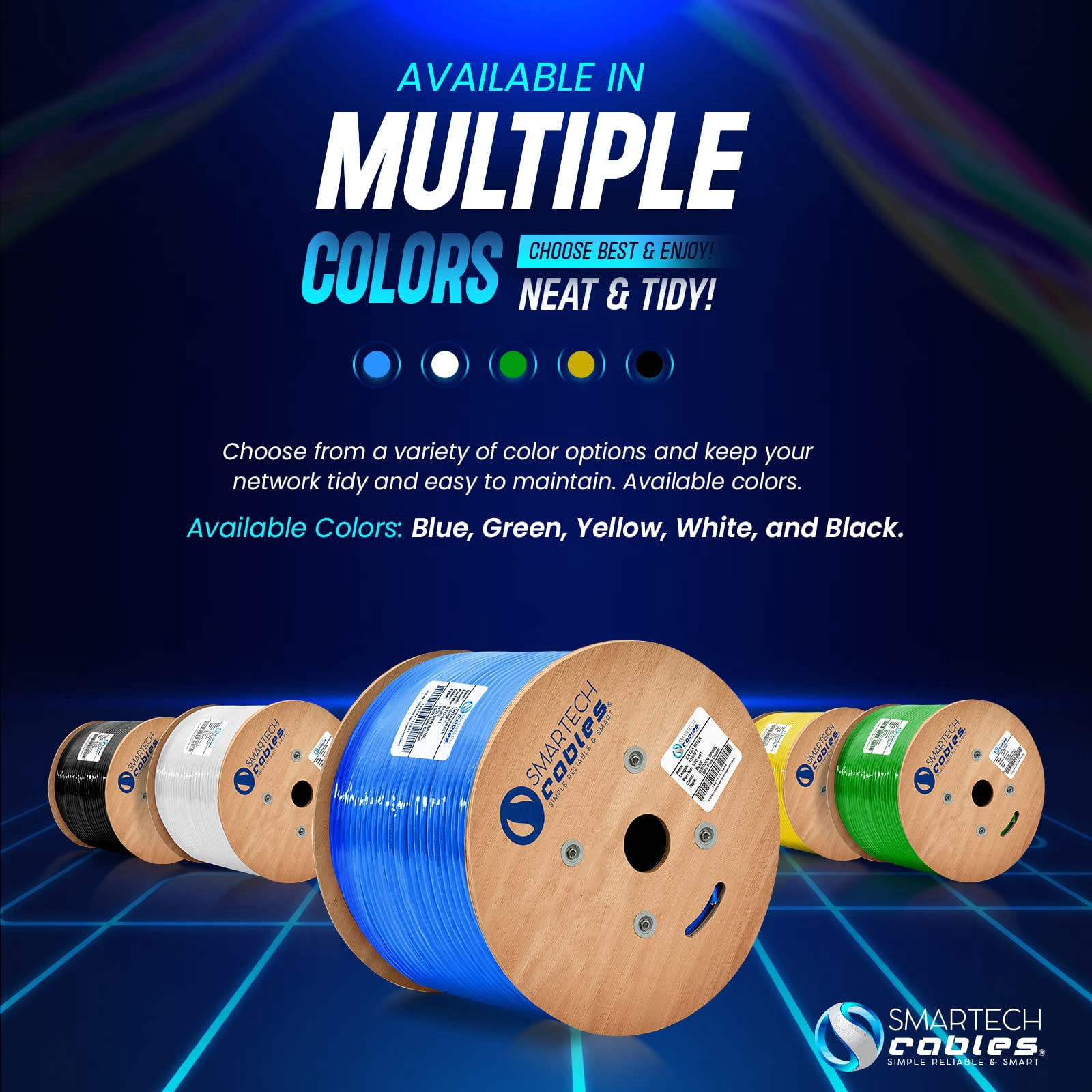 1000ft Cat6A Riser Ethernet Cable, Pure Copper CMR Rated, 23AWG UTP, 750MHz | Commercial Installations & Gaming - Blue