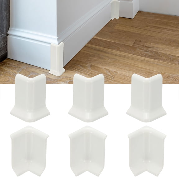 Uxcell Self Adhesive Baseboard Corner Blocks, 2.2 Inch Wall Edge Corner Protector 3 Inside 3 Outside Corners-connector for Wall Floor Furniture Edge(White)