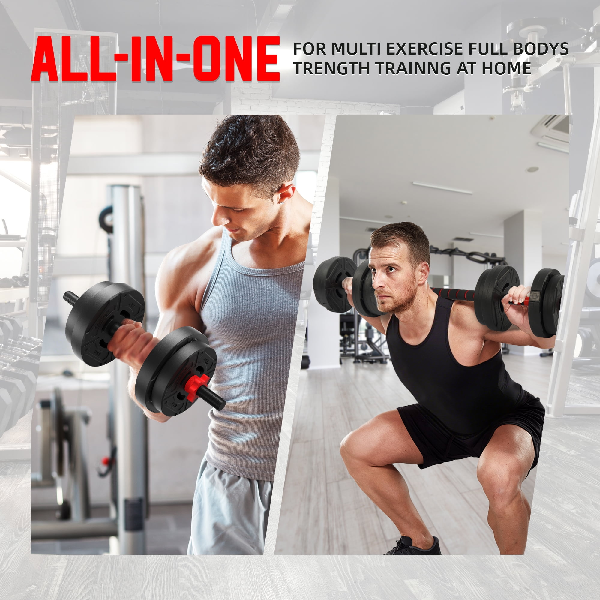 Signature Fitness Adjustable Dumbbell Set, Portable Design with Changeable Weight Plates and Non-Slip Handles for Home Gym Workouts