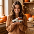 thumbnail image 5 of Halloween Vintage Farmhouse Pumpkin Truck Decor, 5.7 Inch Mini Harvest Metal Farm Truck with Pumpkin, Fall Thanksgiving Halloween Tiered Tray Display & Home Decor (Beige), 5 of 5
