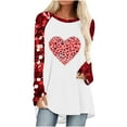 thumbnail image 2 of Summer Tops for Women Viikei Womens Tops Crew Neck Sweatshirt,Ladies Casual Valentine's Day Printed Pullover with Shoulder Sleeves Long Sleeved Round Neck TopShirt Red XXL, 2 of 5