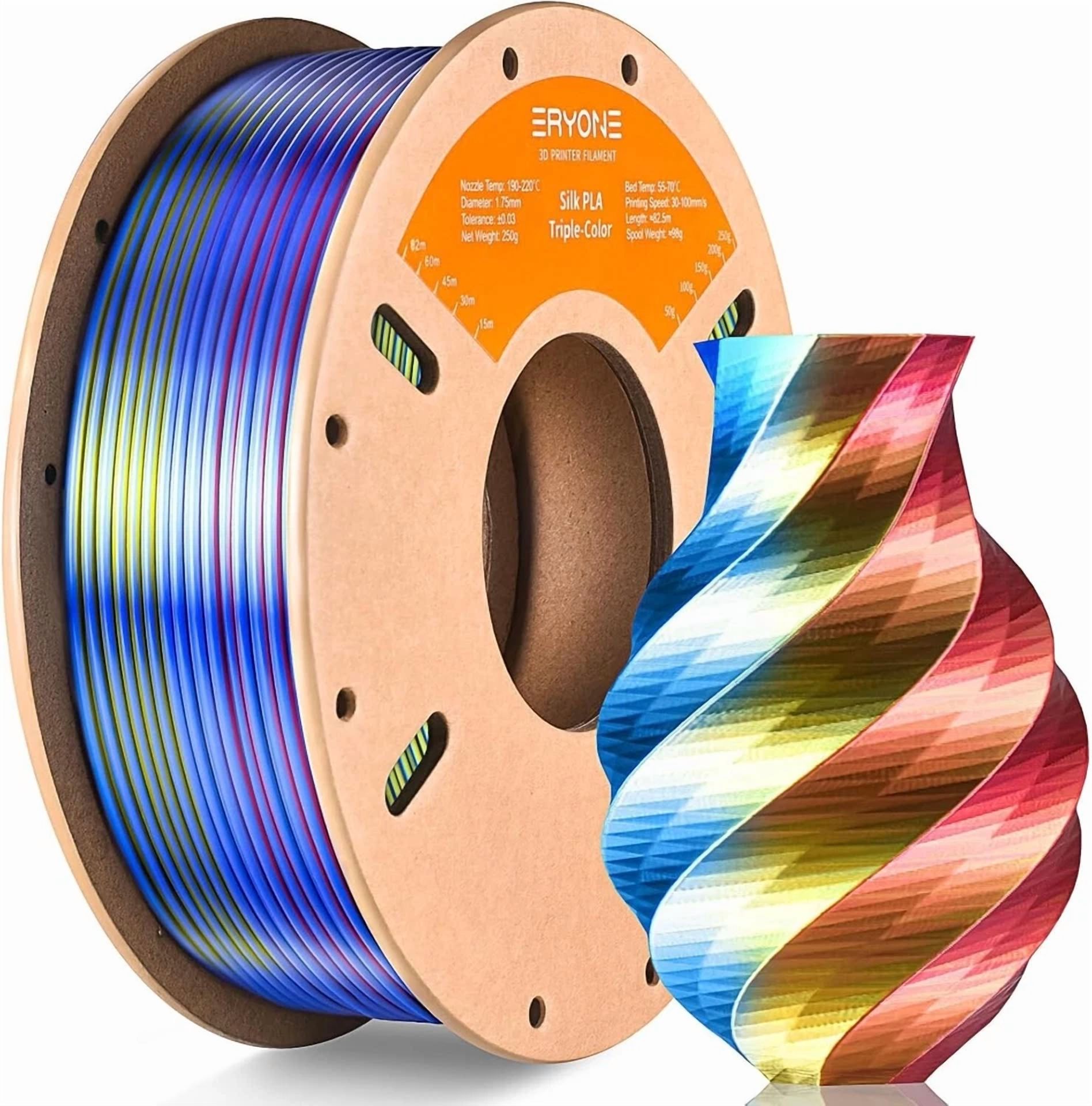 CIRCLE- Silk Tri Color Pla Filament 3D Printer 1.75Mm +/- 0.03Mm, Multicolor