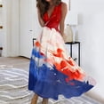 thumbnail image 4 of Women's Flowy Long Sundress Sleeveless V-Neck Design with Patriotic Print, Casual Beach Dress for Summer Holidays,Royal Blue S, 4 of 5
