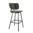 thumbnail image 4 of Foundry Contemporary Barstool in Black Metal and Grey Faux Leather with Grey Zig Zag Stitching by LumiSource - Set of 2, 4 of 7