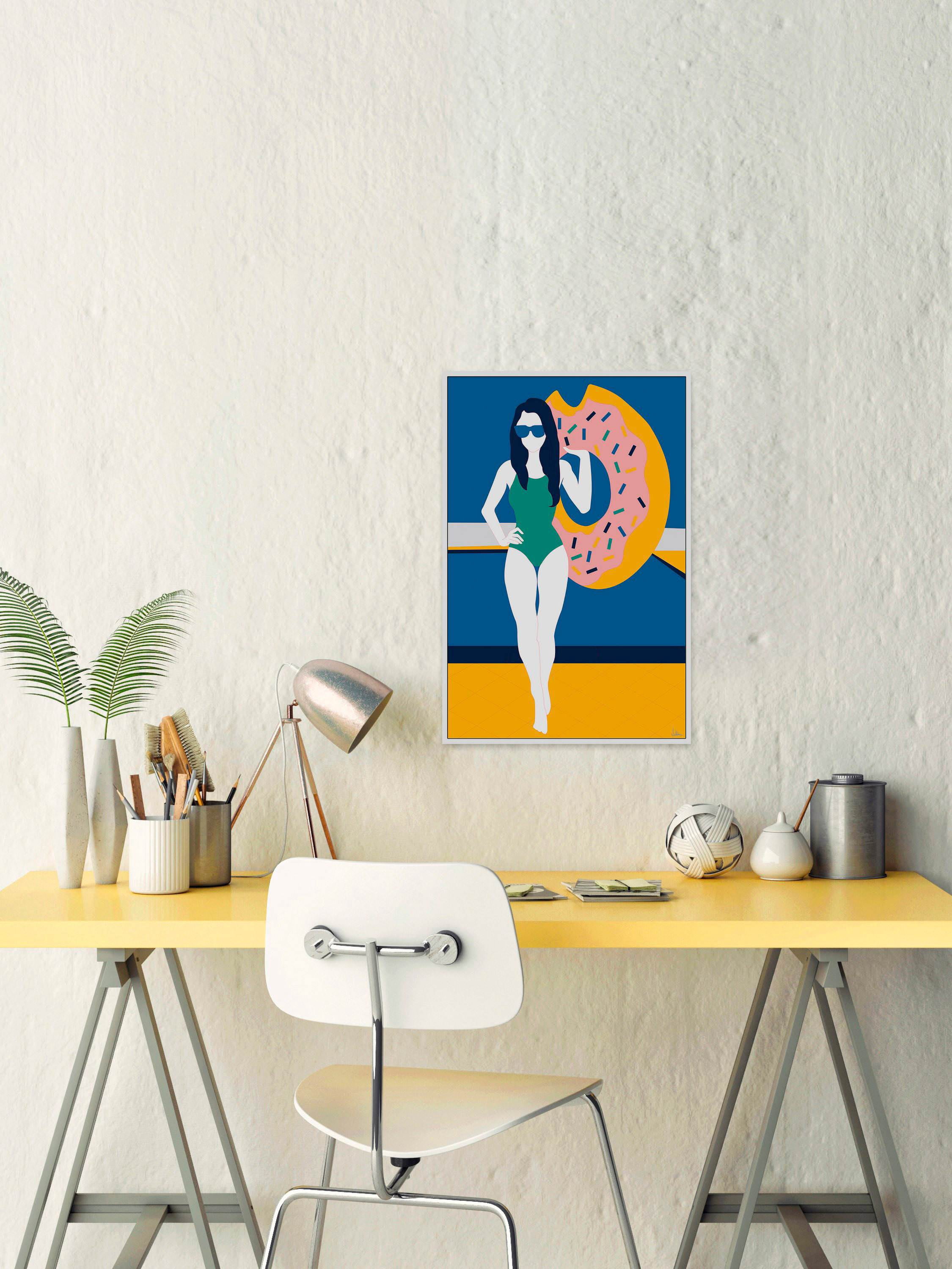 Swim and Play Floater Framed Painting Print on Canvas