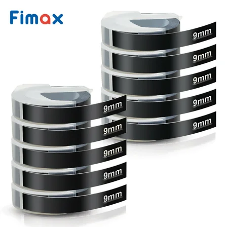 10Pk For Dymo Organizer Xpress Label Maker 3D Embossing Tape 520109 Black 3/8"