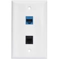 thumbnail image 1 of GHSDFBB BUPLDET RJ11 RJ45 Plaque Murale-Téléphone CAT6 Ethernet Plaque Murale Femelle à Femelle-1 6P4C CAT3 RJ11/RJ12 Prise + 1 Port Ethernet Cat6-Blanc, 1 of 4