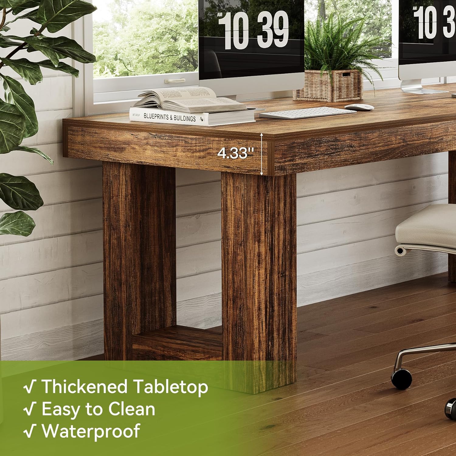 Tribesigns 86.6" Extra Long Computer Desk for 2 People, Wooden Large Two Person Desk, Business Workstation