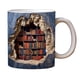 thumbnail image 2 of Tazas de cerámica con diseño de estantería 3D Creatives Space para estudiar con café, regalo para amantes de los libros., 2 of 6