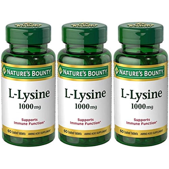 Nature's Bounty L-Lysine, 1000mg, 180 Tablets (3 x 60 Count Bottles)