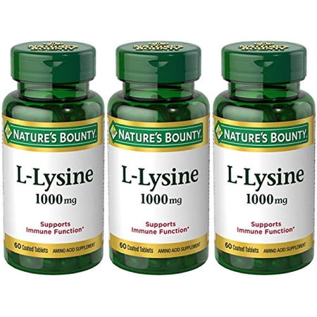 Nature's Bounty L-Lysine, 1000mg, 180 Tablets (3 x 60 Count Bottles)